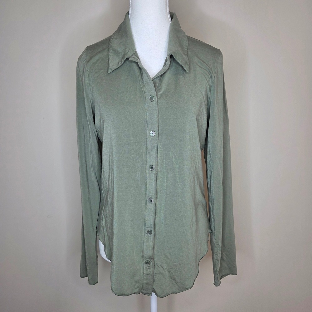 Wilfred Aritzia‎ Sage Green Tencel Button Down Long Sleeve Shirt Large